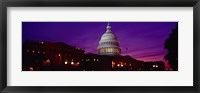 Framed Low angle view of a government building lit up at twilight, Capitol Building, Washington DC, USA