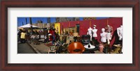 Framed Group of people in a flea market, Hell's Kitchen, Manhattan, New York City, New York State, USA