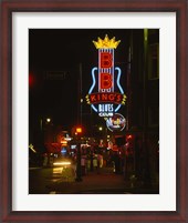 Framed Neon sign lit up at night, B. B. King's Blues Club, Memphis, Shelby County, Tennessee, USA