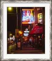 Framed Neon sign lit up at night in a city, Rum Boogie Cafe, Beale Street, Memphis, Shelby County, Tennessee, USA