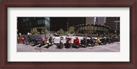 Framed Scooters and motorcycles parked on a street, San Francisco, California, USA