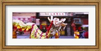Framed Group of people performing dragon dancing on a road, Chinatown, San Francisco, California, USA
