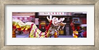 Framed Group of people performing dragon dancing on a road, Chinatown, San Francisco, California, USA