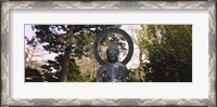 Framed Statue of Buddha in a park, Japanese Tea Garden, Golden Gate Park, San Francisco, California, USA