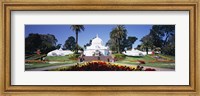 Framed Tourists in a formal garden, Conservatory of Flowers, Golden Gate Park, San Francisco, California, USA