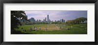 Framed Group of people playing baseball in a park, Grant Park, Chicago, Cook County, Illinois, USA