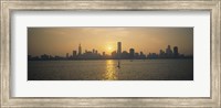 Framed Silhouette of skyscrapers at the waterfront, Chicago, Cook County, Illinois, USA