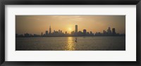 Framed Silhouette of skyscrapers at the waterfront, Chicago, Cook County, Illinois, USA