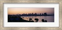 Framed Silhouette of buildings at the waterfront, San Diego, San Diego Bay, San Diego County, California, USA