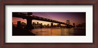 Framed Bridge across the river at night, Manhattan Bridge, Lower Manhattan