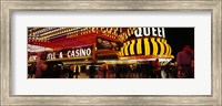 Framed Casino lit up at night, Four Queens, Fremont Street, Las Vegas, Clark County, Nevada, USA
