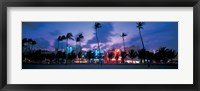 Framed Buildings lit up at dusk, Miami, Florida, USA