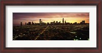 Framed CGI composite, High angle view of a city at night, Chicago, Cook County, Illinois, USA