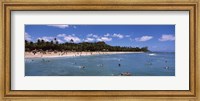 Framed Tourists on the beach, Waikiki Beach, Honolulu, Oahu, Hawaii, USA