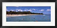 Framed Tourists on the beach, Waikiki Beach, Honolulu, Oahu, Hawaii, USA