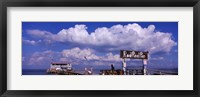 Framed Information board of a pier, Rod and Reel Pier, Tampa Bay, Gulf of Mexico, Anna Maria Island, Florida, USA