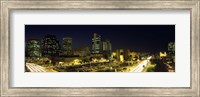 Framed Buildings in a city lit up at night, Phoenix, Arizona