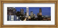Framed Skyscrapers at night in the City Of Los Angeles, Los Angeles County, California, USA