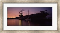 Framed Silhouette of an aircraft carrier in the sea, USS Intrepid, New York City, New York State, USA