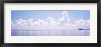 Framed Seascape with a suspension bridge in the background, Sunshine Skyway Bridge, Tampa Bay, Gulf of Mexico, Florida, USA