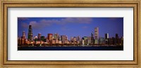 Framed Lake Michigan City Skyline at Dusk, Chicago, Illinois, USA