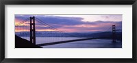 Framed Silhouette of a suspension bridge at dusk, Golden Gate Bridge, San Francisco, California