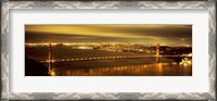Framed Golden Gate Bridge and San Francisco Skyline Lit Up at Night