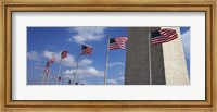 Framed American flags in front of an obelisk, Washington Monument, Washington DC, USA