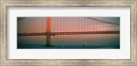 Framed Bridge across the river, Verrazano-Narrows Bridge, New York Harbor, New York City, New York State, USA