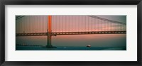 Framed Bridge across the river, Verrazano-Narrows Bridge, New York Harbor, New York City, New York State, USA