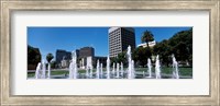 Framed Plaza De Cesar Chavez with Water Fountains, San Jose, California