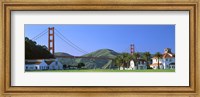 Framed Bridge viewed from a park, Golden Gate Bridge, Crissy Field, San Francisco, California, USA