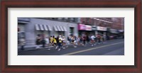Framed People running in New York City Marathon, Manhattan Avenue, Greenpoint, Brooklyn, New York City, New York State, USA