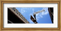 Framed Street name signboard on a pole, Bourbon Street, French Market, French Quarter, New Orleans, Louisiana, USA
