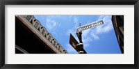 Framed Street name signboard on a pole, Bourbon Street, French Market, French Quarter, New Orleans, Louisiana, USA