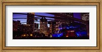 Framed Buildings lit up at night, Millennium Park, Chicago, Cook County, Illinois, USA