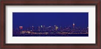 Framed Buildings in a city lit up at night, Upper Manhattan, Manhattan, New York City, New York State, USA