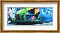 Framed Bench outside a building, Williamsburg, Brooklyn, New York City, New York State, USA