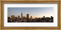 Framed Buildings lit up at dusk, Telegraph Hill, San Francisco, California, USA