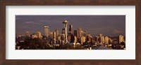 Framed Seattle skyline at dusk, King County, Washington State, USA 2010