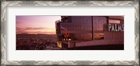 Framed Hotel lit up at dusk, Palms Casino Resort, Las Vegas, Nevada, USA