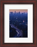 Framed High angle view of highway 101 at dawn, Hollywood Freeway, Hollywood, Los Angeles, California, USA