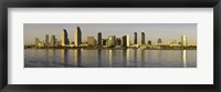 Framed Reflection of skyscrapers in water at sunset, San Diego, California, USA