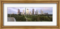 Framed Skyscrapers against cloudy sky, Houston, Texas
