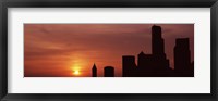 Framed Silhouette of buildings at dusk, Seattle, Washington State