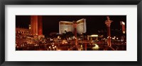 Framed Hotel lit up at night, The Mirage, The Strip, Las Vegas, Nevada, USA