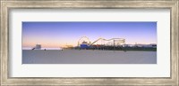 Framed Ferris wheel lit up at dusk, Santa Monica Beach, Santa Monica Pier, Santa Monica, Los Angeles County, California, USA