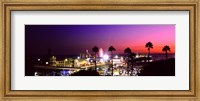 Framed Amusement park lit up at night, Santa Monica Beach, Santa Monica, Los Angeles County, California, USA