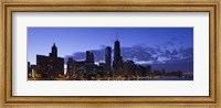 Framed Lit Up Skyline on the Lake Michigan Waterfront, Chicago