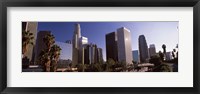 Framed Palm trees and skyscrapers in a city, City Of Los Angeles, Los Angeles County, California, USA